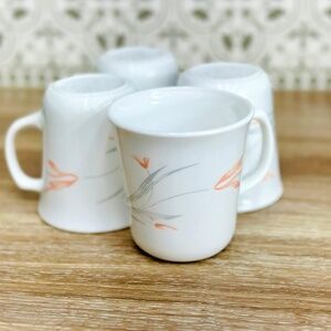 Vintage Corelle Desert Rose Pattern Mugs Cups by Corning - Set of 4